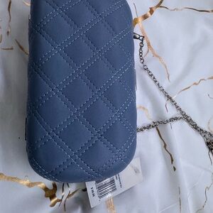 Chic Quilted Blue Wristlet Clutch